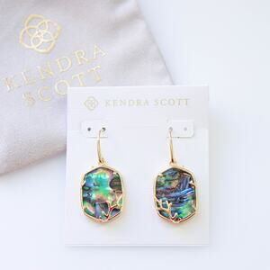 Kendra Scott Daphne Gold Coral Frame Drop Earrings in Abalone